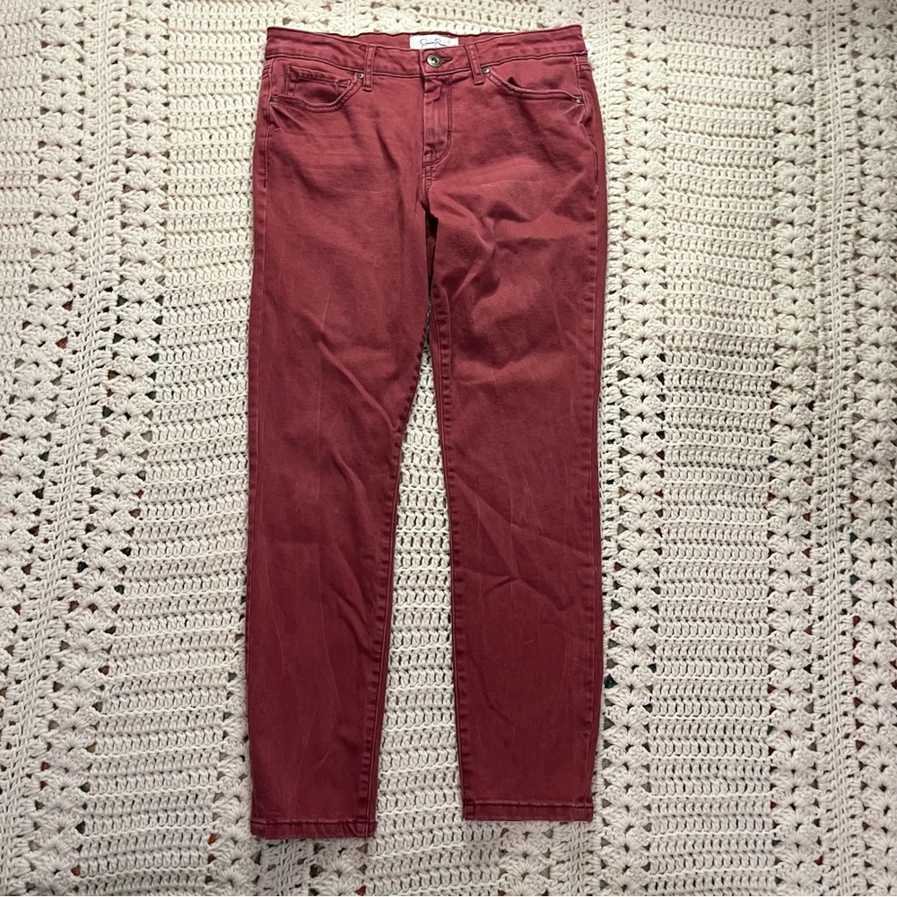 Jessica Simpson Forever Rolled Ankle Jeans Washed Deep Rose Color Size 28